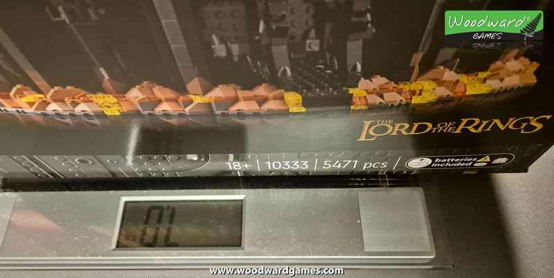The weight of the boxed Barad-dur LEGO set is 7kg - Woodward Games