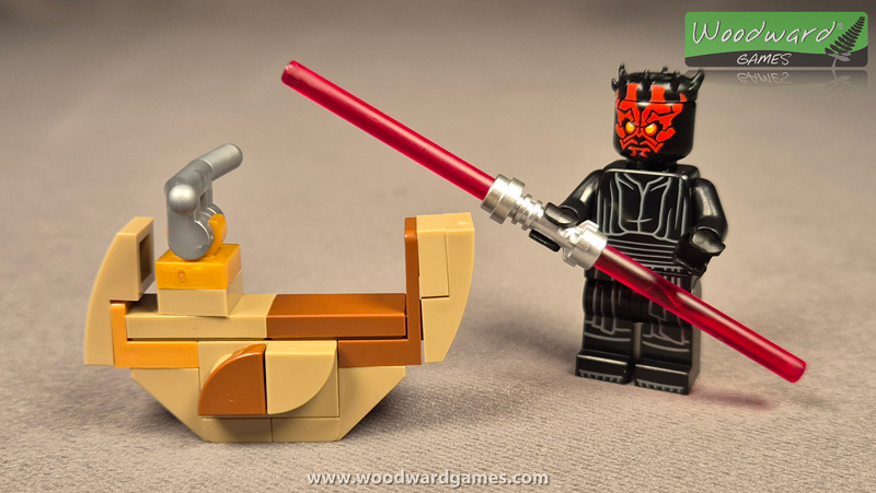 Lego Star Wars - Darth Maul minifigure next to bloodfin speeder - Woodward Games