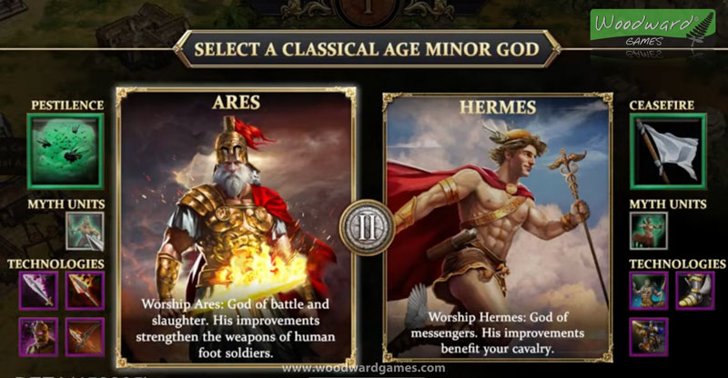 Minor Gods Ares and Hermes in Age of Mythology: Retold - Woodward Games