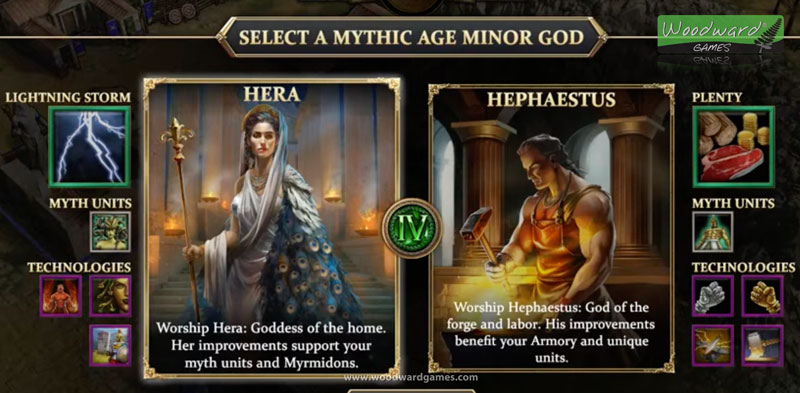 Minor Gods Hera and Hephaestus in Age of Mythology: Retold - Woodward Games